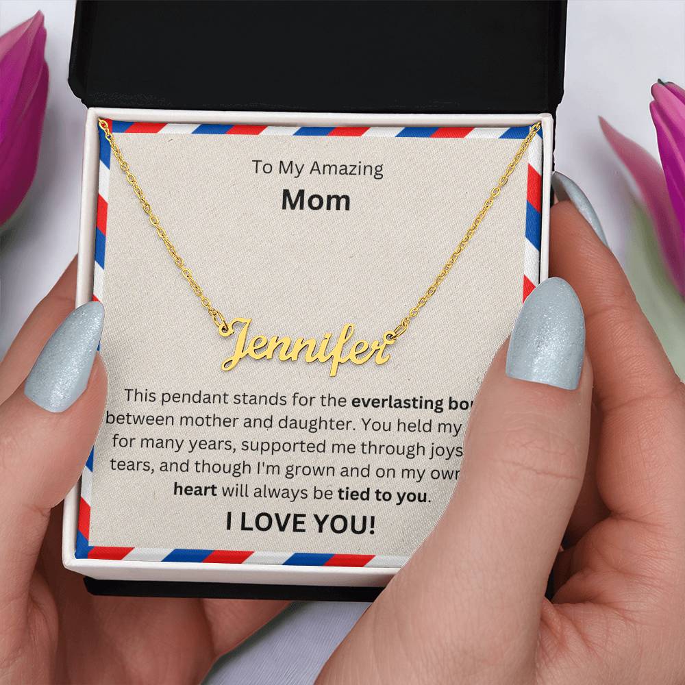 Lurve™ To Mom - Everlasting Bond, Heart, Tied To You Personalized Name Necklace