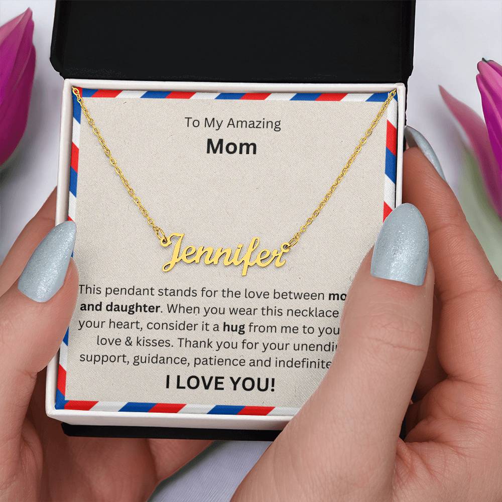 Lurve™ To Mom - Mother And Daughter, Hug Personalized Name Necklace