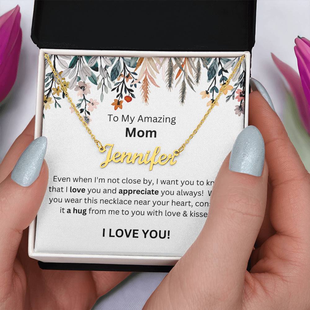 Lurve™ To Mom - Love, Appreciate, A Hug Personalized Name Necklace