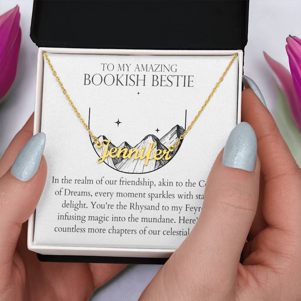 Bookish Bestie - Countless Chapters of Our Celestial Bond Personalized Name Necklace