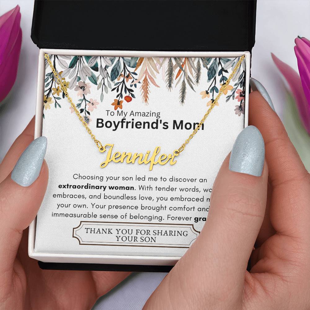 Lurve™ Boyfriend's Mom - Extraordinary Woman, Grateful Heart Personalized Name Necklace