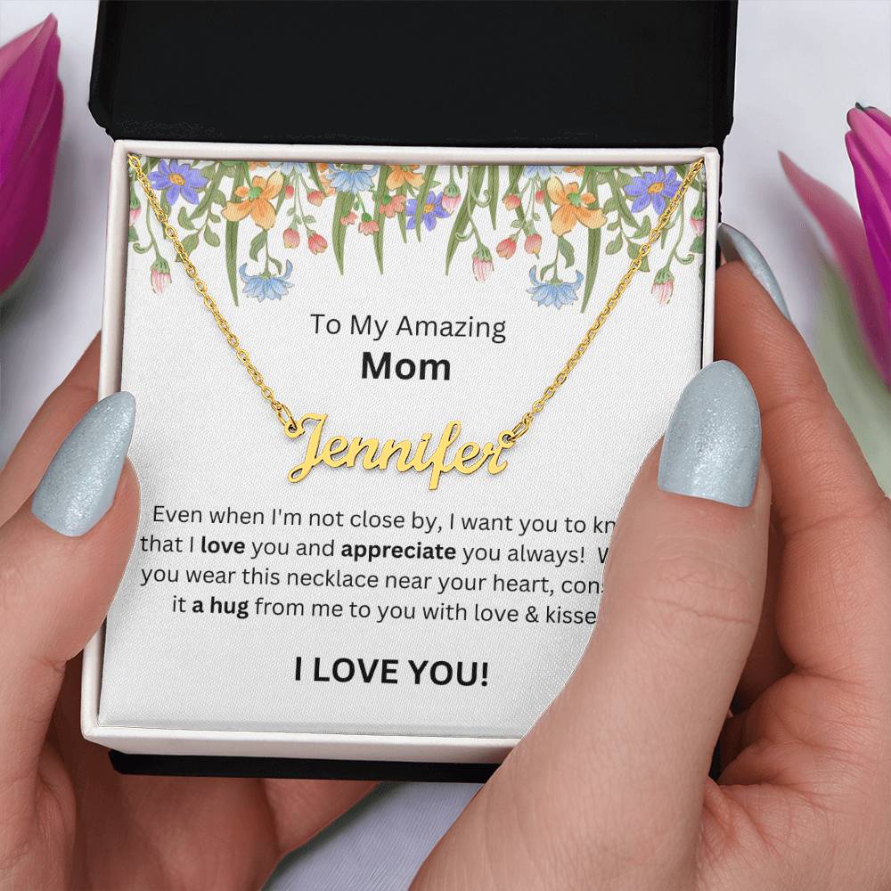 Lurve™ To Mom - Love, Appreciate, A Hug Personalized Name Necklace