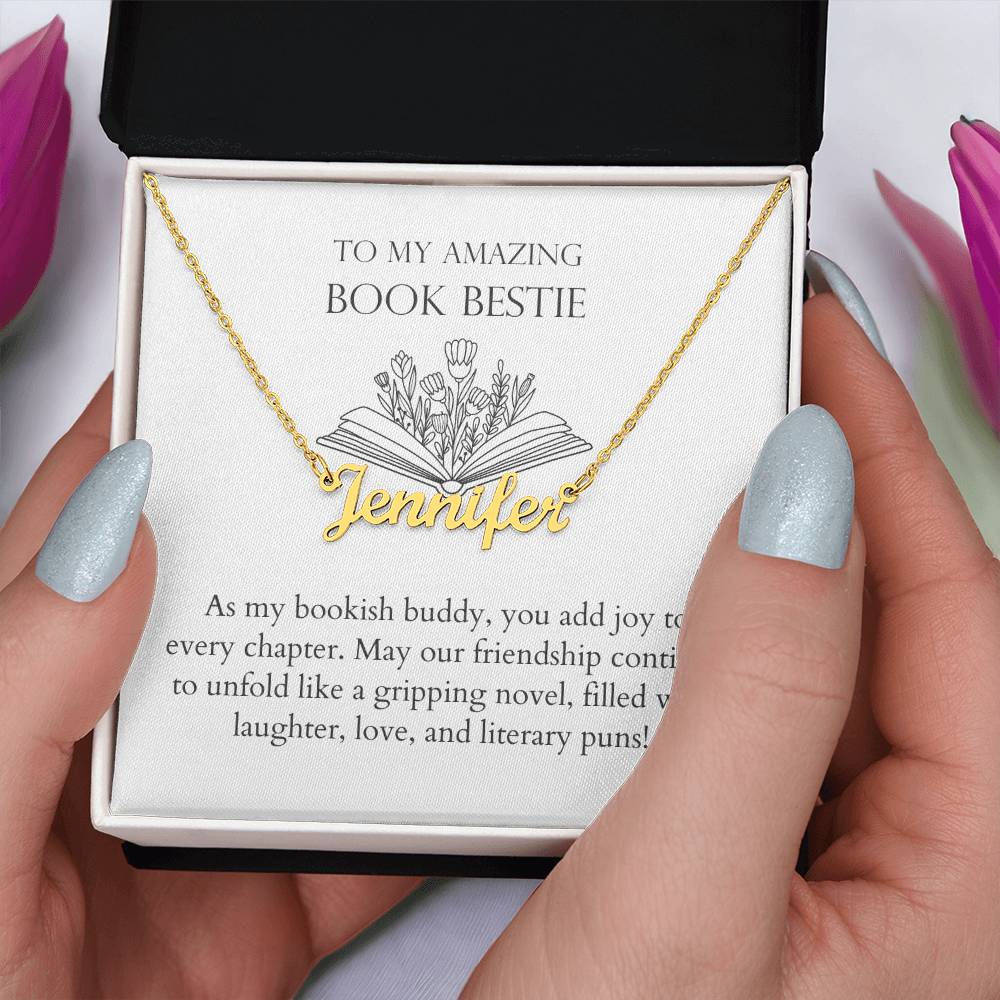 Book Bestie - Add Joy To Every Chapter Personalized Name Necklace