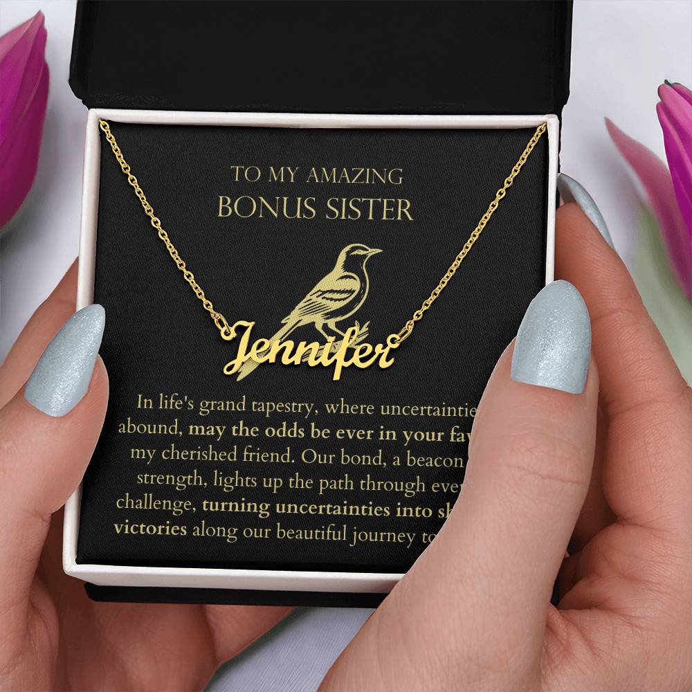 Bonus Sister - Turning Uncertainties Into Shared Victories Personalized Name Necklace