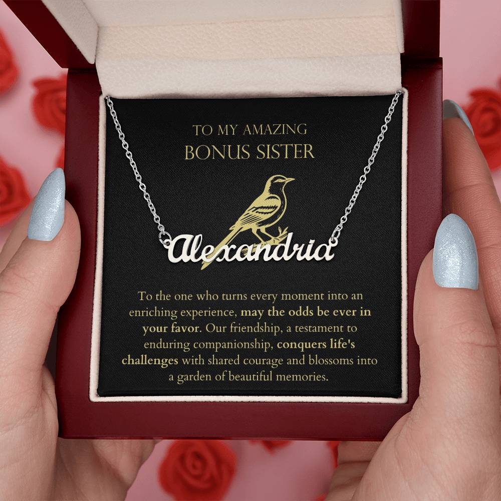 Bonus Sister - Conquers Life's Challenges, Beautiful Memories Personalized Name Necklace