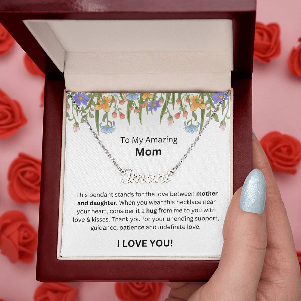 Lurve™ To Mom - Mother And Daughter, Hug Personalized Name Necklace