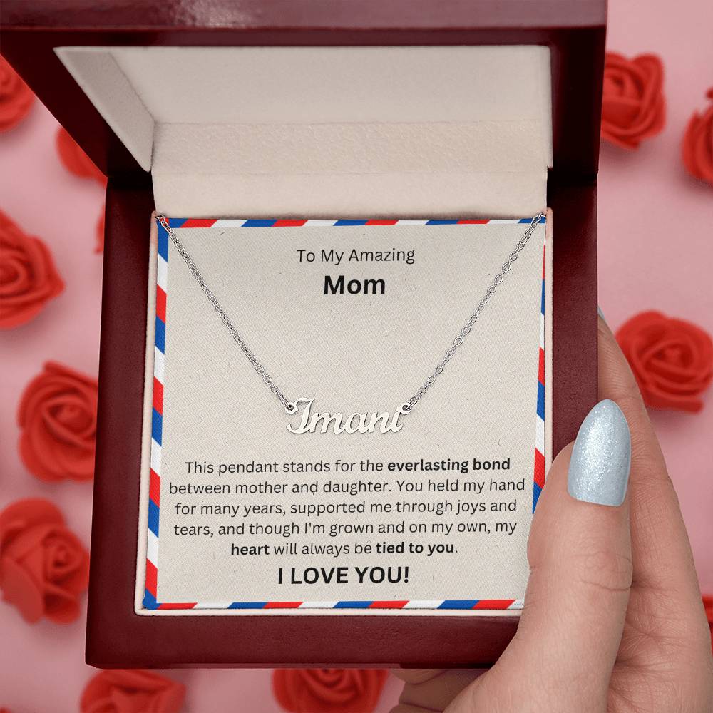 Lurve™ To Mom - Everlasting Bond, Heart, Tied To You Personalized Name Necklace
