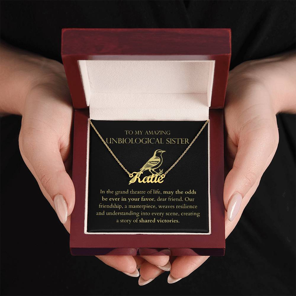 Unbiological Sister - Story of Shared Victories Personalized Name Necklace
