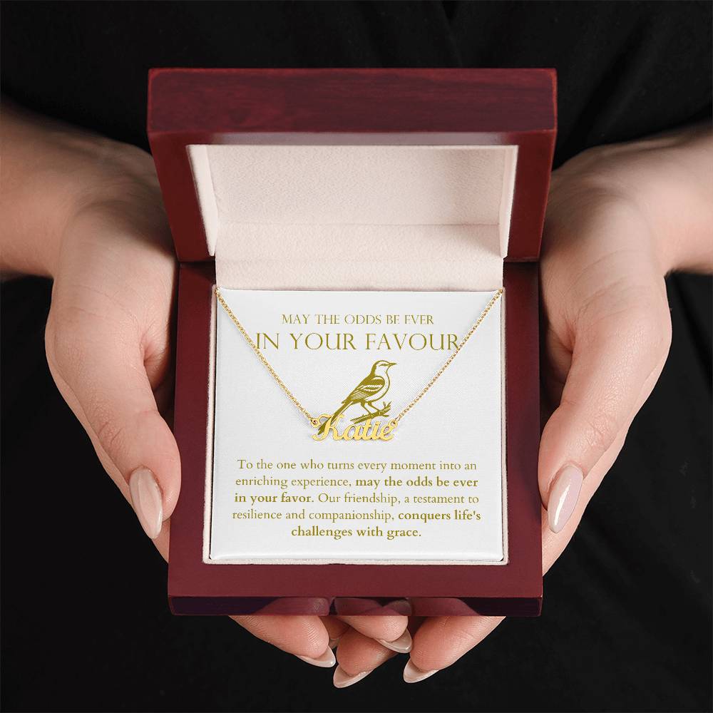 May The Odds Be Ever In Your Favour - Conquers Life's Challenges With Grace Personalized Name Necklace