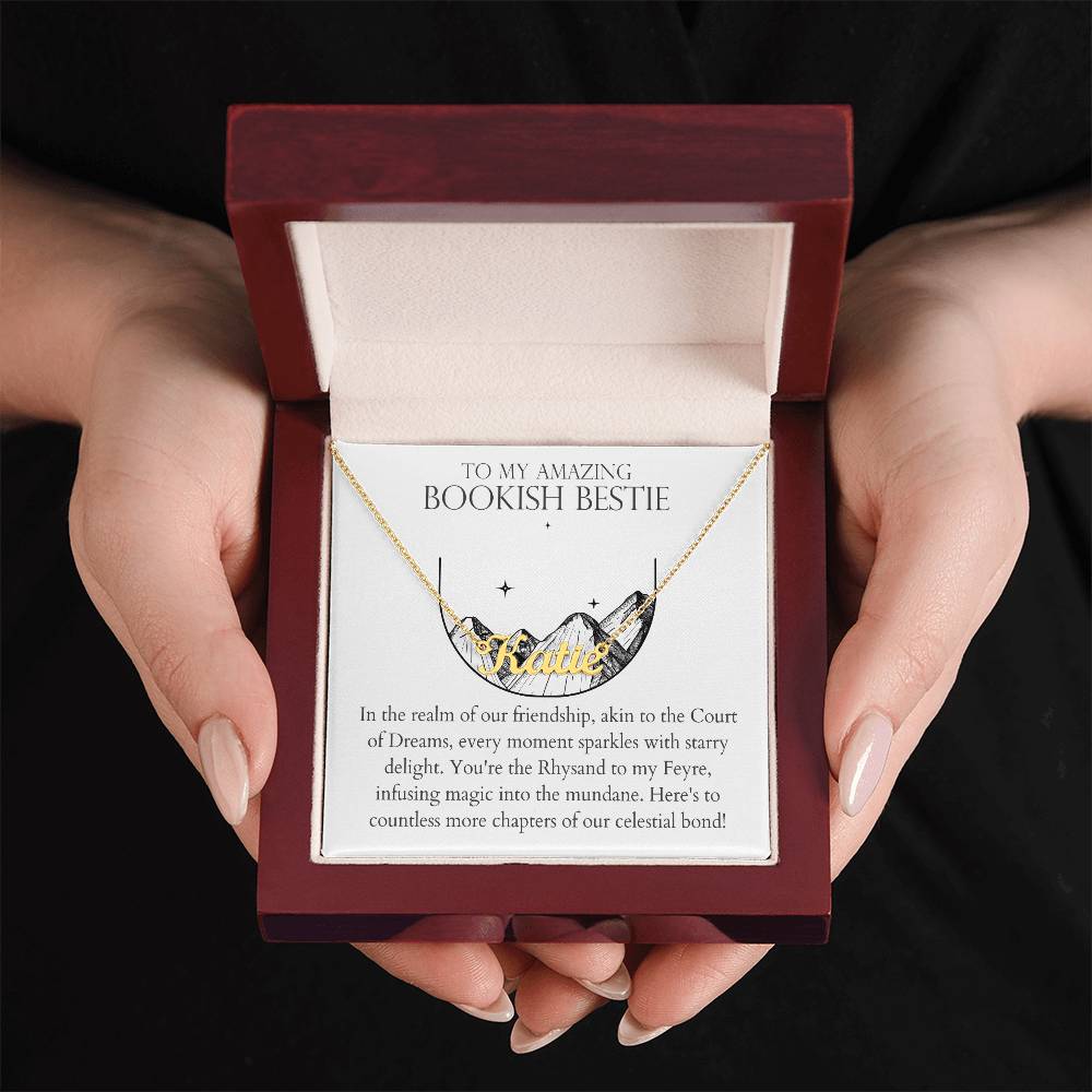 Bookish Bestie - Countless Chapters of Our Celestial Bond Personalized Name Necklace