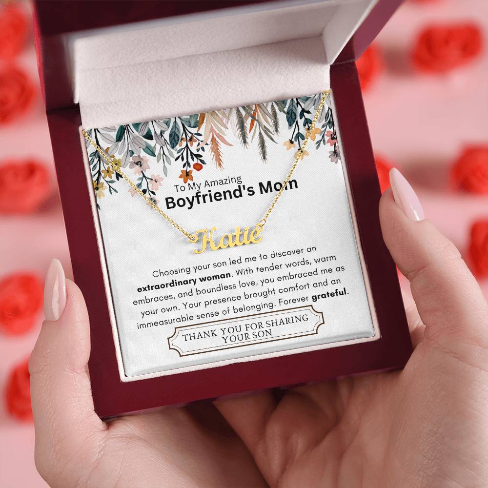 Lurve™ Boyfriend's Mom - Extraordinary Woman, Grateful Heart Personalized Name Necklace