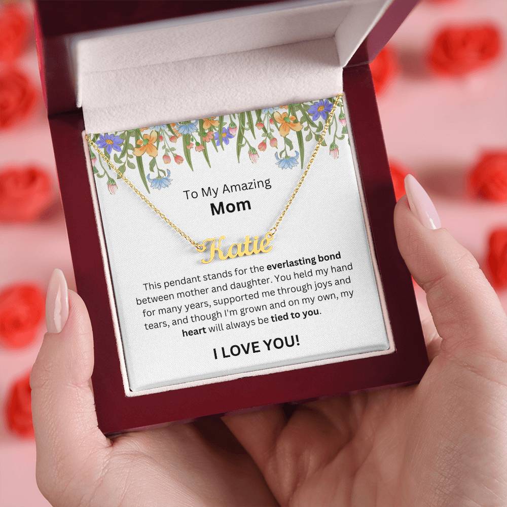 Lurve™ To Mom - Everlasting Bond, Heart, Tied To You Personalized Name Necklace
