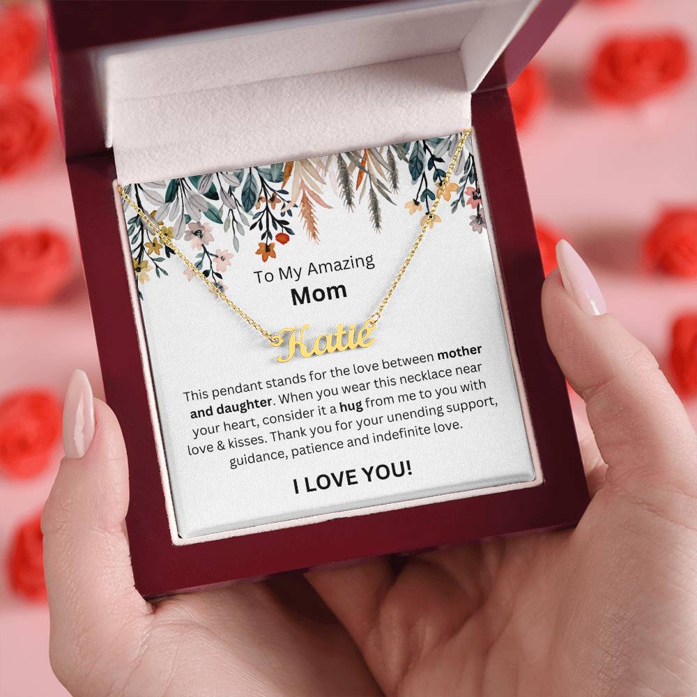 Lurve™ To Mom - Mother And Daughter, Hug Personalized Name Necklace