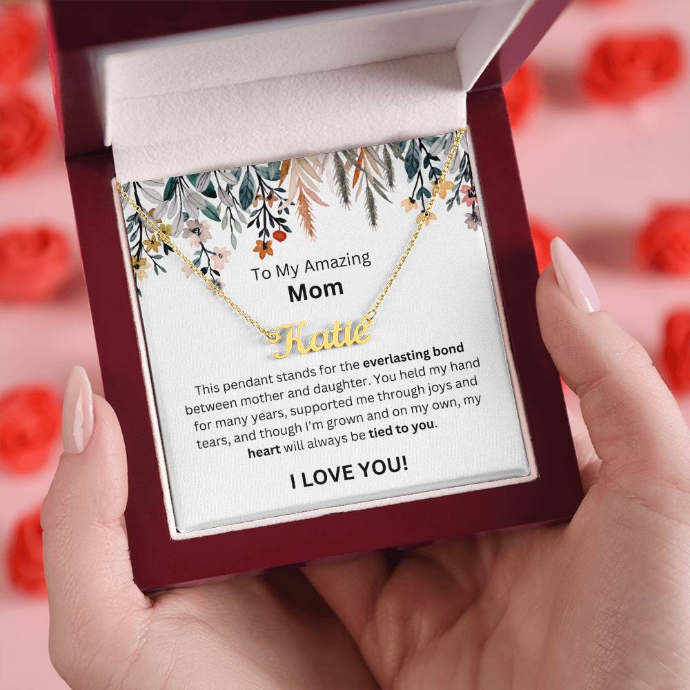 Lurve™ To Mom - Everlasting Bond, Heart, Tied To You Personalized Name Necklace