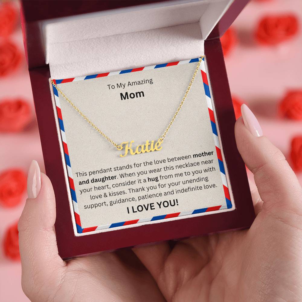 Lurve™ To Mom - Mother And Daughter, Hug Personalized Name Necklace