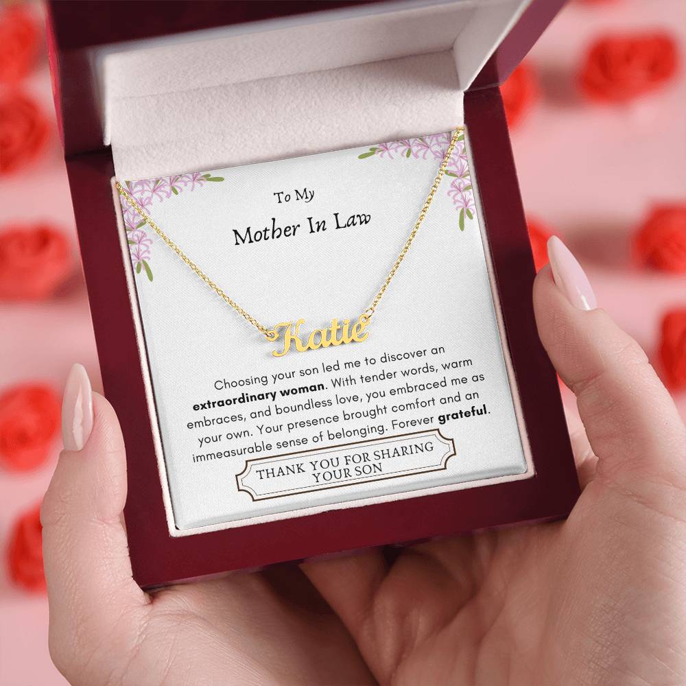Lurve™ Mother In Law - Extraordinary Woman, Grateful Personalized Name Necklace