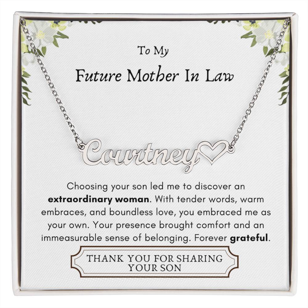 Lurve™ Future Mother In Law - Extraordinary Woman, Grateful Heart Name Necklace