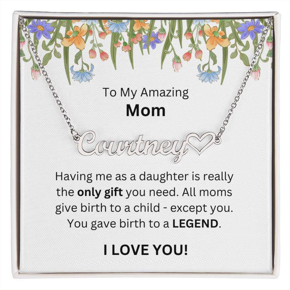 Lurve™ To Mom - Only Gift, Legend Heart Name Necklace