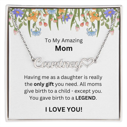 Lurve™ To Mom - Only Gift, Legend Heart Name Necklace