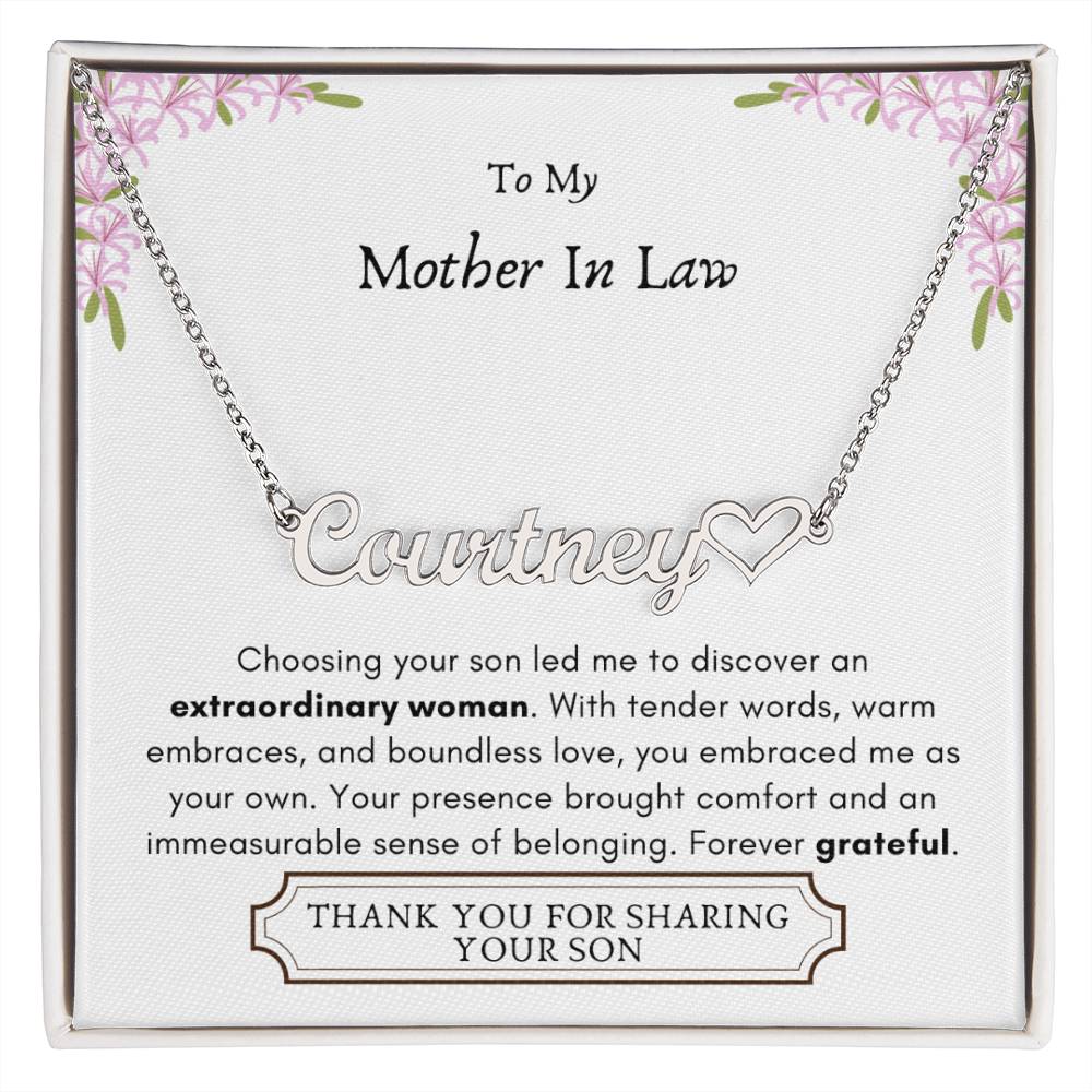 Lurve™ Mother In Law - Extraordinary Woman, Grateful Heart Name Necklace