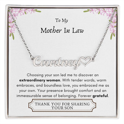 Lurve™ Mother In Law - Extraordinary Woman, Grateful Heart Name Necklace