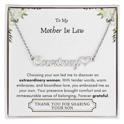 Lurve™ Mother In Law - Extraordinary Woman, Grateful Heart Name Necklace