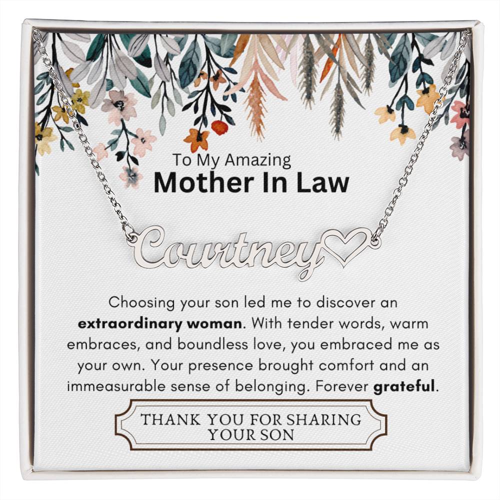 Lurve™ Mother In Law - Extraordinary Woman, Grateful Heart Name Necklace