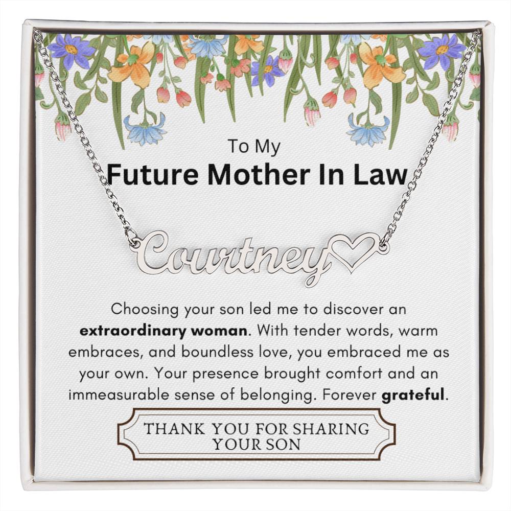 Lurve™ Future Mother In Law - Extraordinary Woman, Grateful Heart Name Necklace