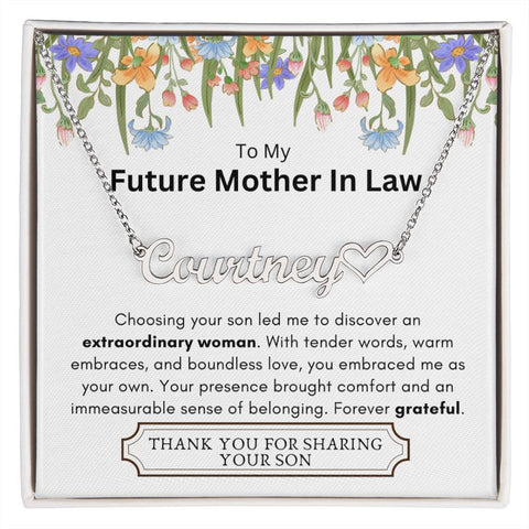 Lurve™ Future Mother In Law - Extraordinary Woman, Grateful Heart Name Necklace