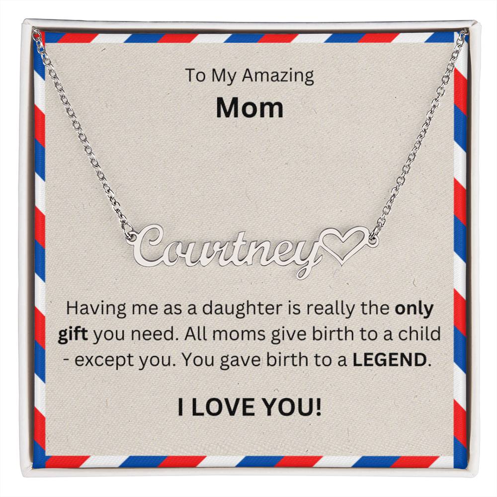 Lurve™ To Mom - Only Gift, Legend Heart Name Necklace