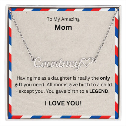 Lurve™ To Mom - Only Gift, Legend Heart Name Necklace