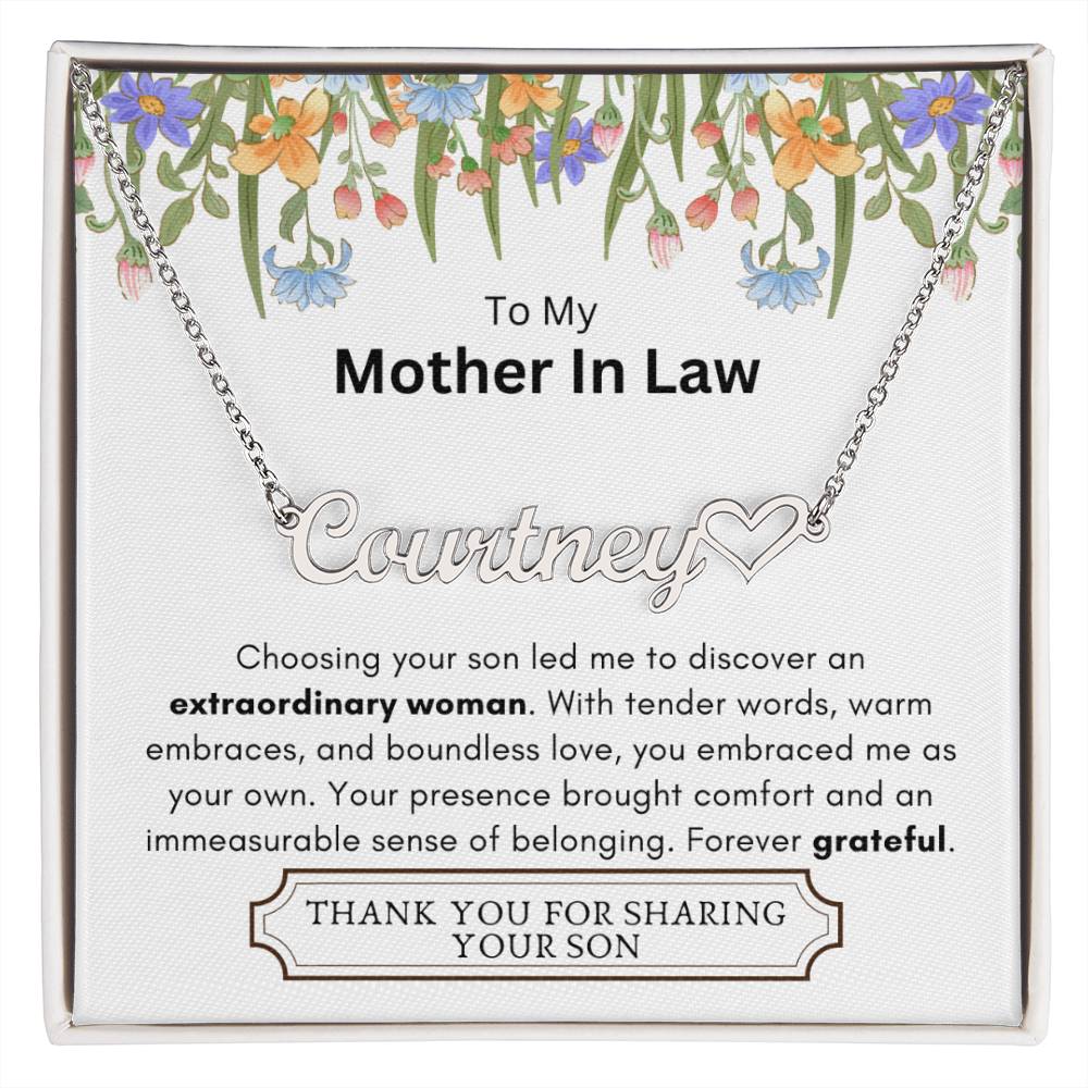 Lurve™ Mother In Law - Extraordinary Woman, Grateful Heart Name Necklace