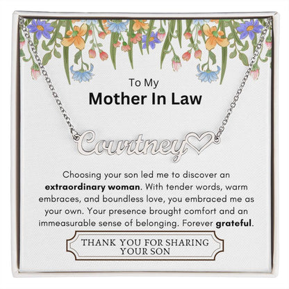 Lurve™ Mother In Law - Extraordinary Woman, Grateful Heart Name Necklace