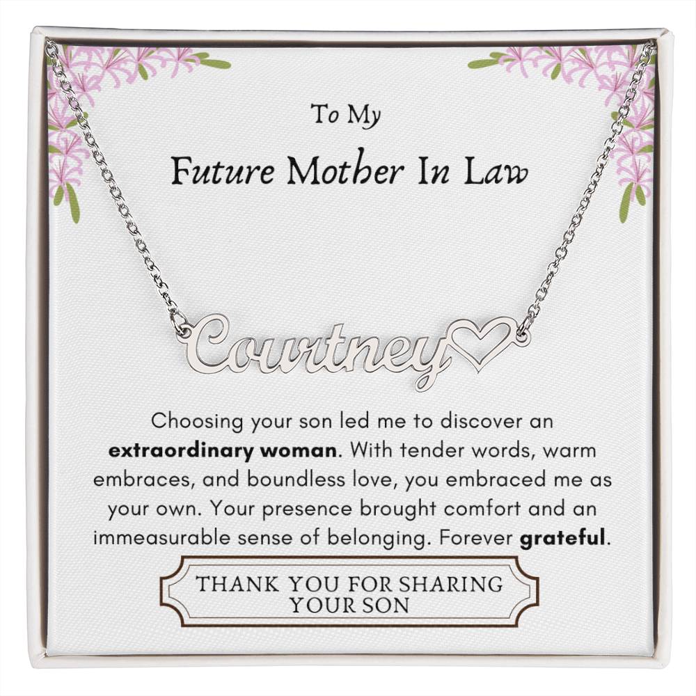 Lurve™ Future Mother In Law - Extraordinary Woman, Grateful Heart Name Necklace