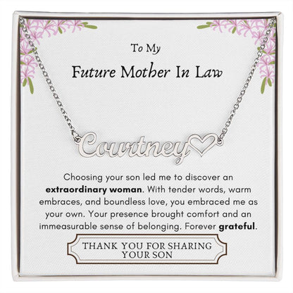 Lurve™ Future Mother In Law - Extraordinary Woman, Grateful Heart Name Necklace