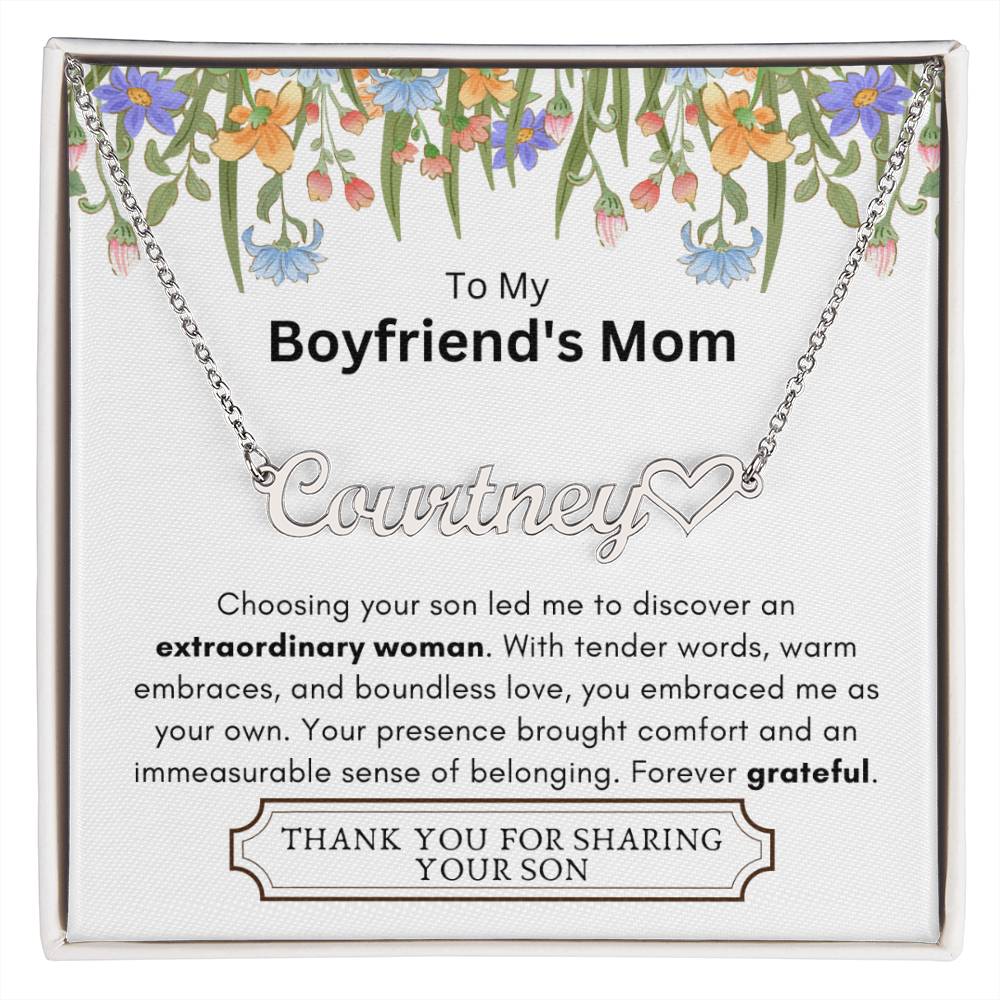 Lurve™ Boyfriend's Mom - Extraordinary Woman, Grateful Heart Name Necklace