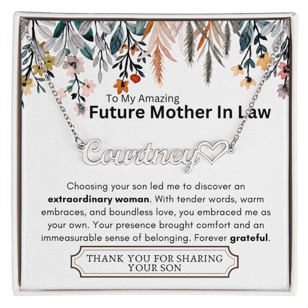 Lurve™ Future Mother In Law - Extraordinary Woman, Grateful Heart Name Necklace Heart Name Necklace