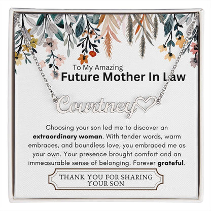 Lurve™ Future Mother In Law - Extraordinary Woman, Grateful Heart Name Necklace Heart Name Necklace