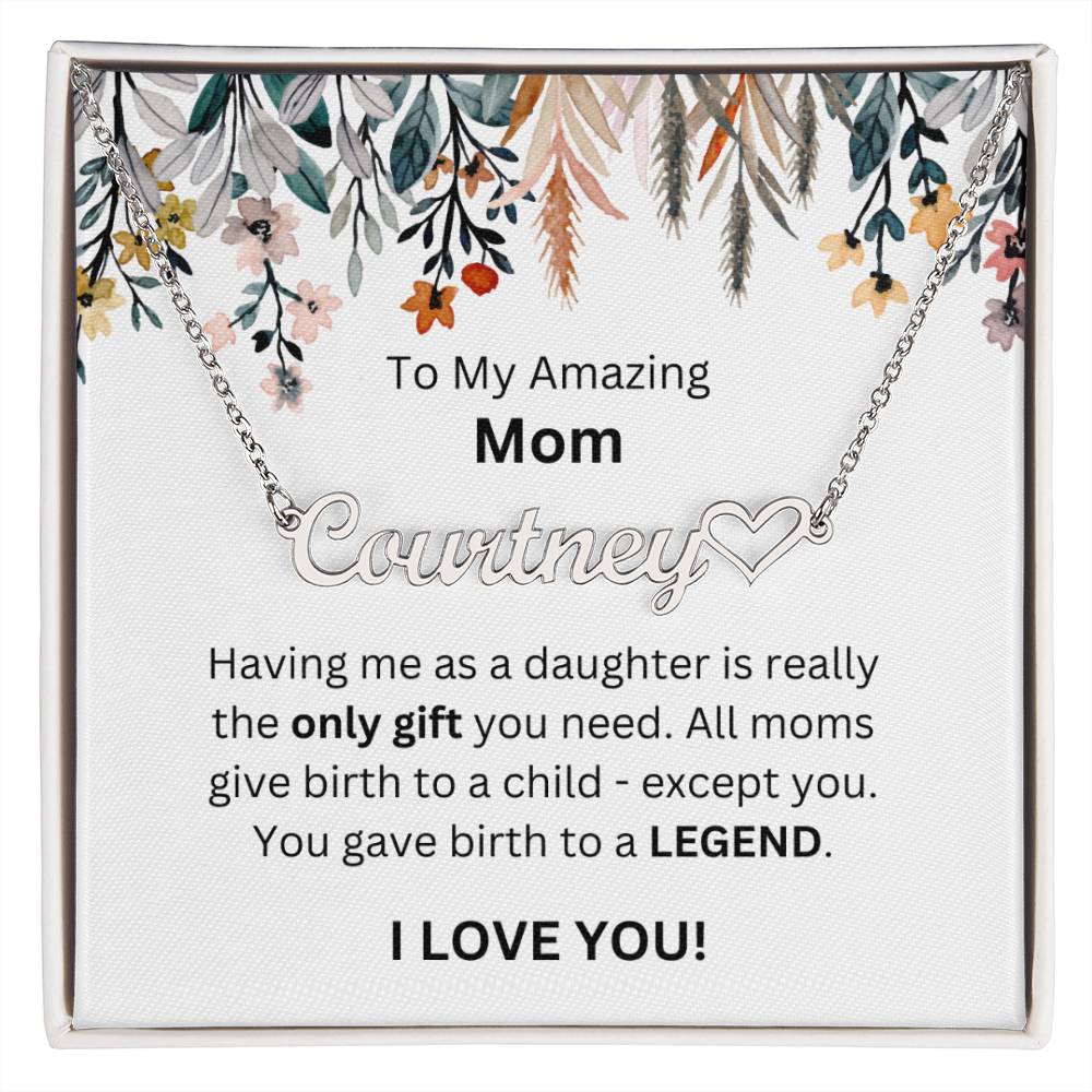 Lurve™ To Mom - Only Gift, Legend Heart Name Necklace