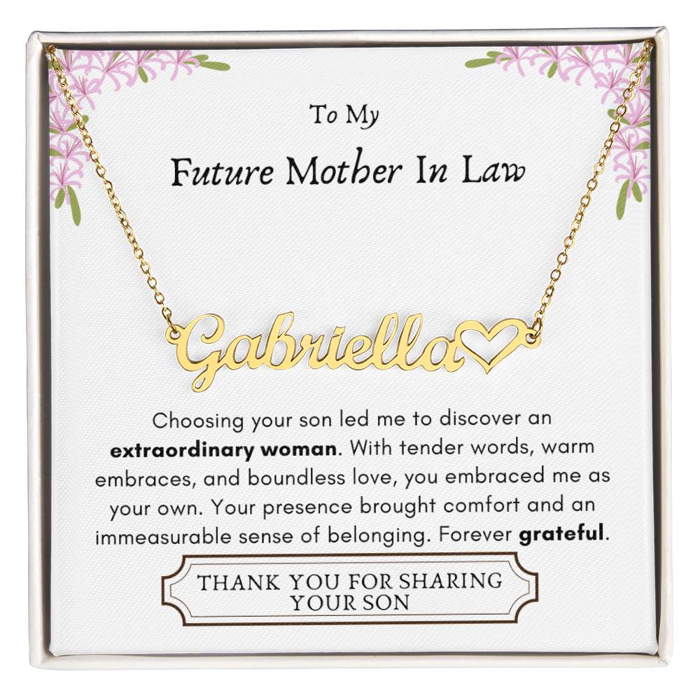 Lurve™ Future Mother In Law - Extraordinary Woman, Grateful Heart Name Necklace