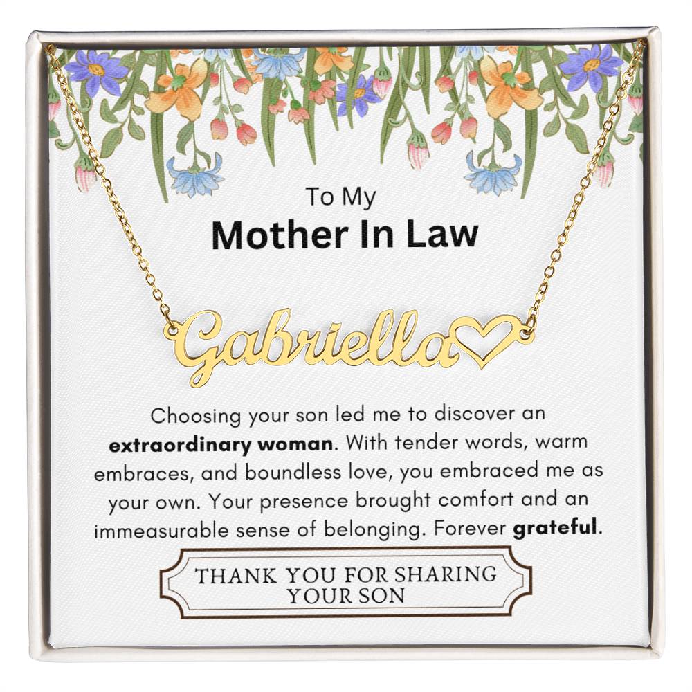 Lurve™ Mother In Law - Extraordinary Woman, Grateful Heart Name Necklace