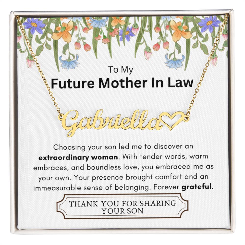 Lurve™ Future Mother In Law - Extraordinary Woman, Grateful Heart Name Necklace