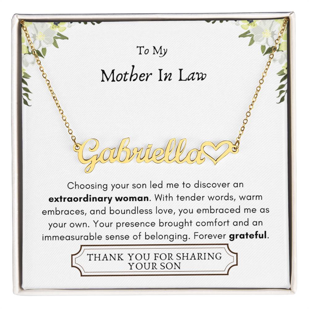 Lurve™ Mother In Law - Extraordinary Woman, Grateful Heart Name Necklace