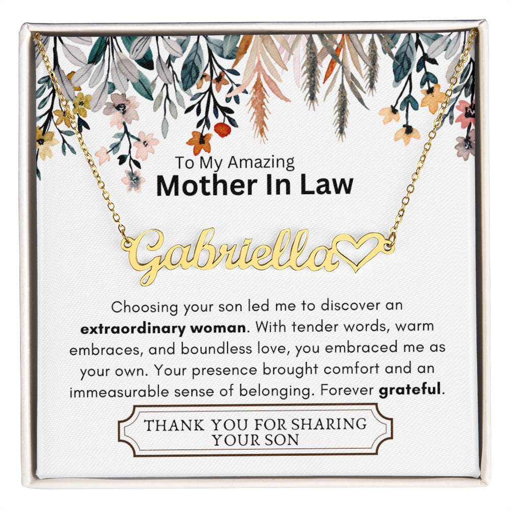Lurve™ Mother In Law - Extraordinary Woman, Grateful Heart Name Necklace