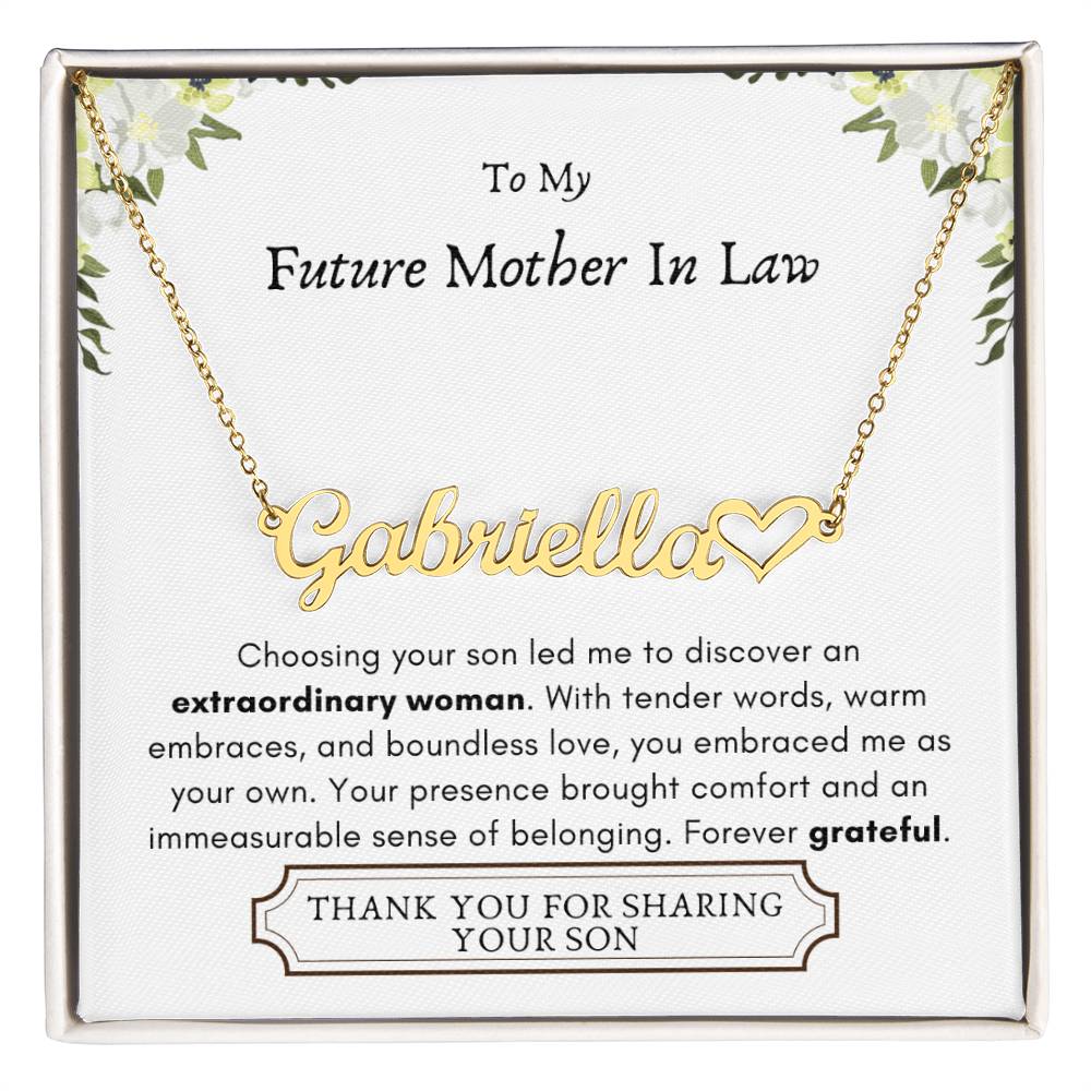 Lurve™ Future Mother In Law - Extraordinary Woman, Grateful Heart Name Necklace