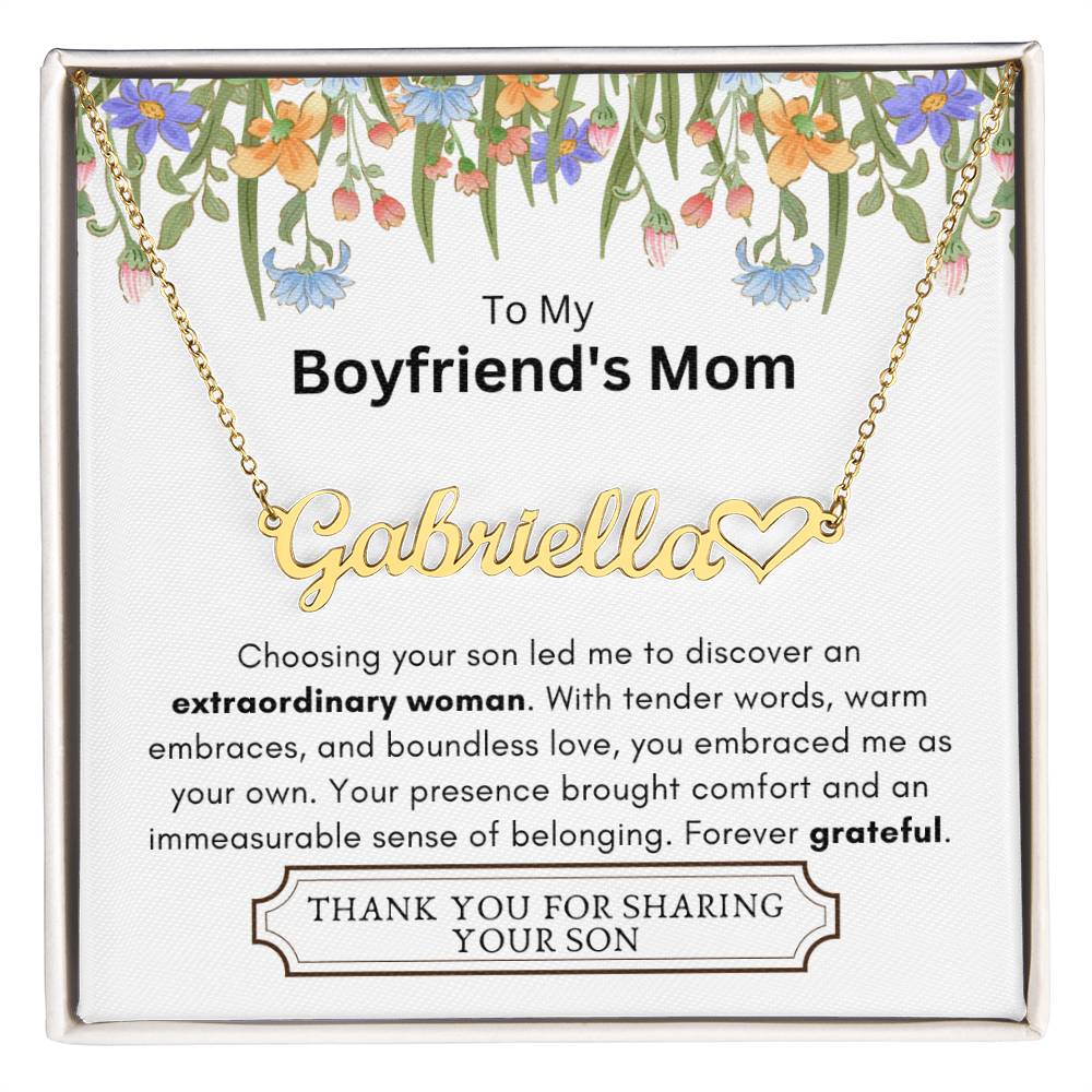 Lurve™ Boyfriend's Mom - Extraordinary Woman, Grateful Heart Name Necklace