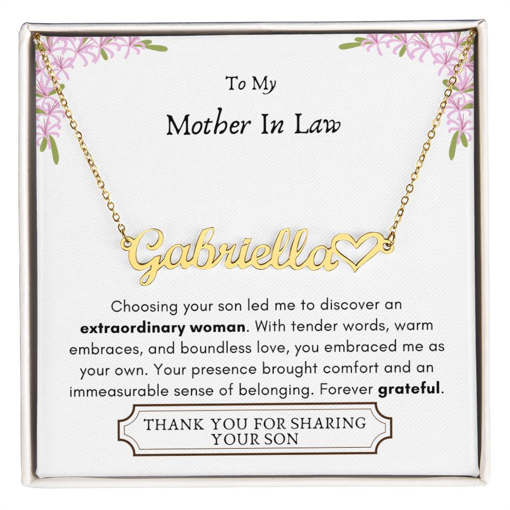 Lurve™ Mother In Law - Extraordinary Woman, Grateful Heart Name Necklace