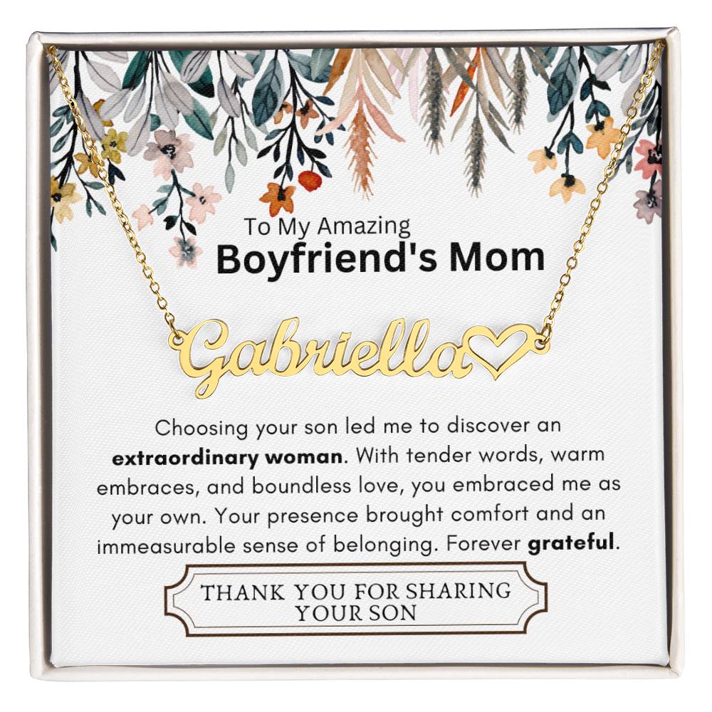 Lurve™ Boyfriend's Mom - Extraordinary Woman, Grateful Heart Name Necklace
