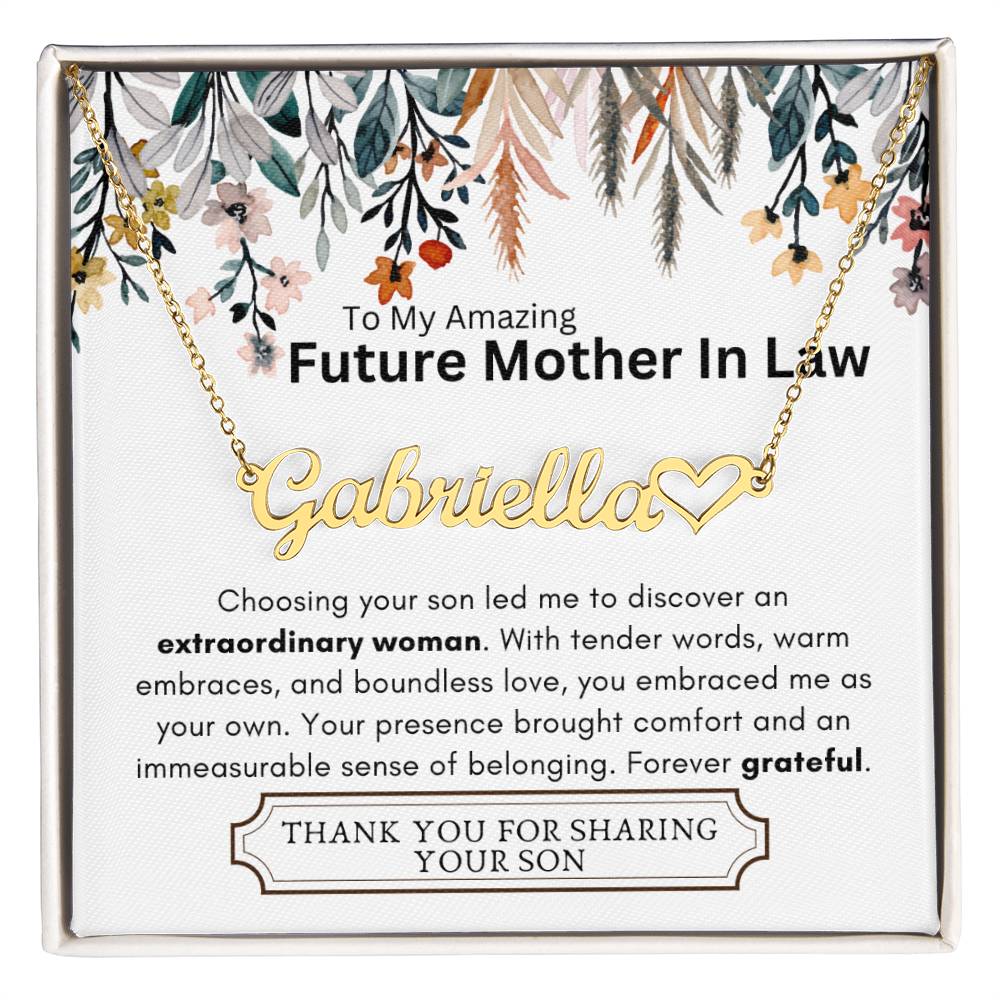 Lurve™ Future Mother In Law - Extraordinary Woman, Grateful Heart Name Necklace Heart Name Necklace