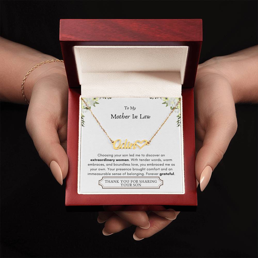 Lurve™ Mother In Law - Extraordinary Woman, Grateful Heart Name Necklace